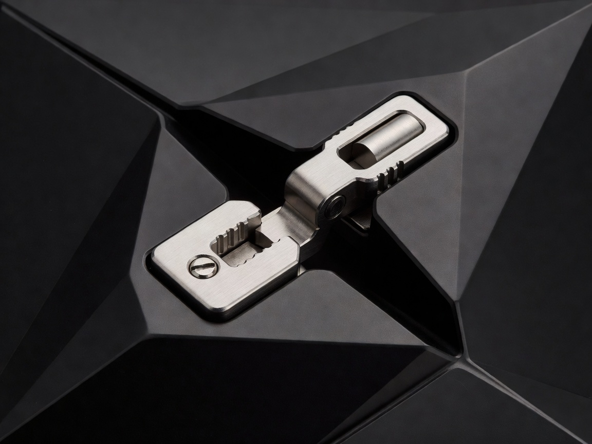 Precision dual-action hinge locking into angular geometry