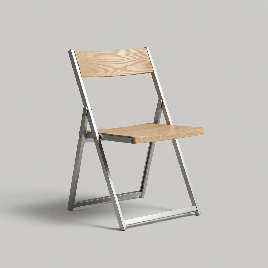 Viblysunnyptch FoldForm Chair MK.IV showing pure ash grain and brushed aluminum hinges
